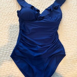 DNKY Swim Ruffled Royal Blue Swimsuit in size small